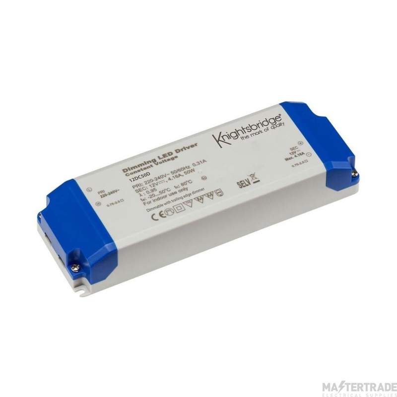 Knightsbridge Driver LED Constant Voltage Dimmable IP20 50W 12V DC