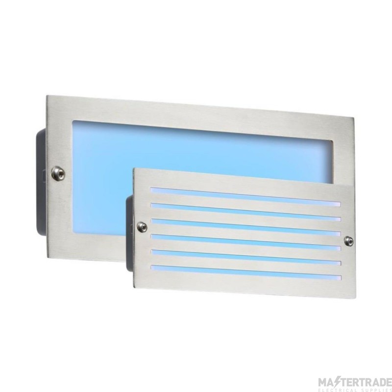Knightsbridge 5W Recessed LED Bricklight Blue LED IP54 Brushed Steel c/w Plain & Louvre Cover