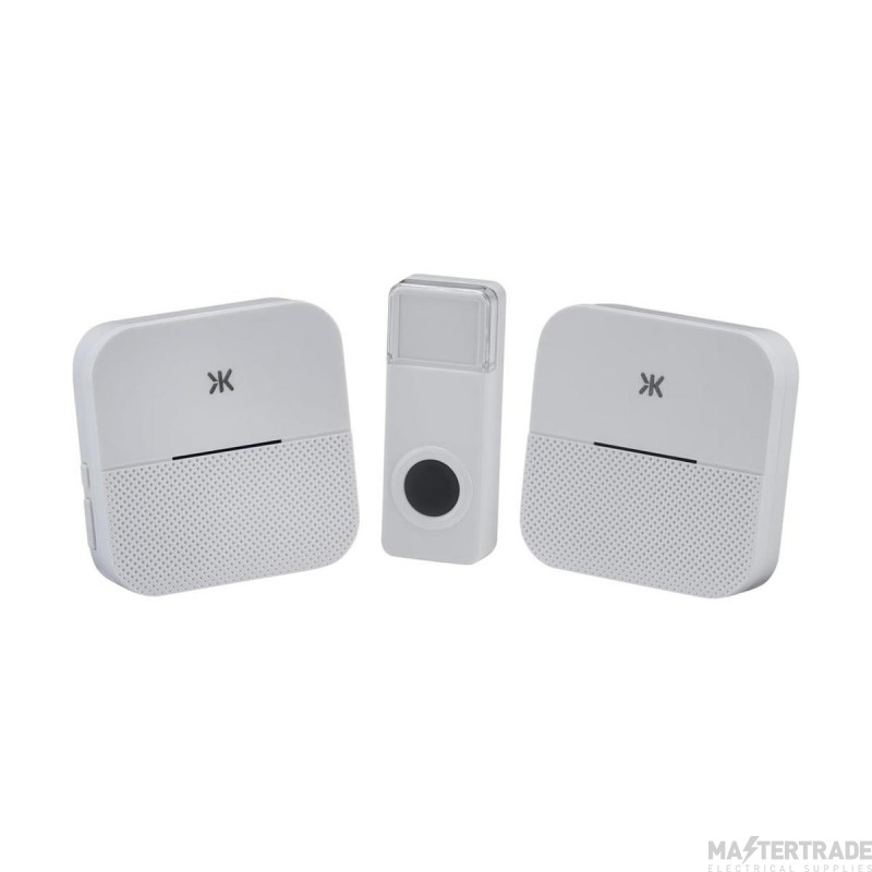 Knightsbridge Wireless Plug-In Door Chime White (Mains Powered) c/w 2x Reciever