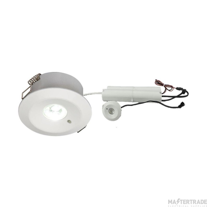 Knightsbridge 3.5W LED Emergency Downlight 3000K 3hrM/NM Manual Test White c/w Corridor Lens
