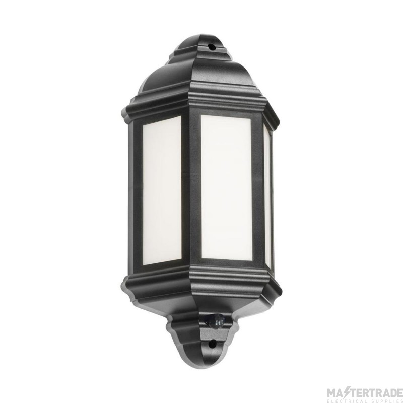 Knightsbridge 8W LED Half Lantern 4000K 440lm IP54 Black c/w Photocell Sensor