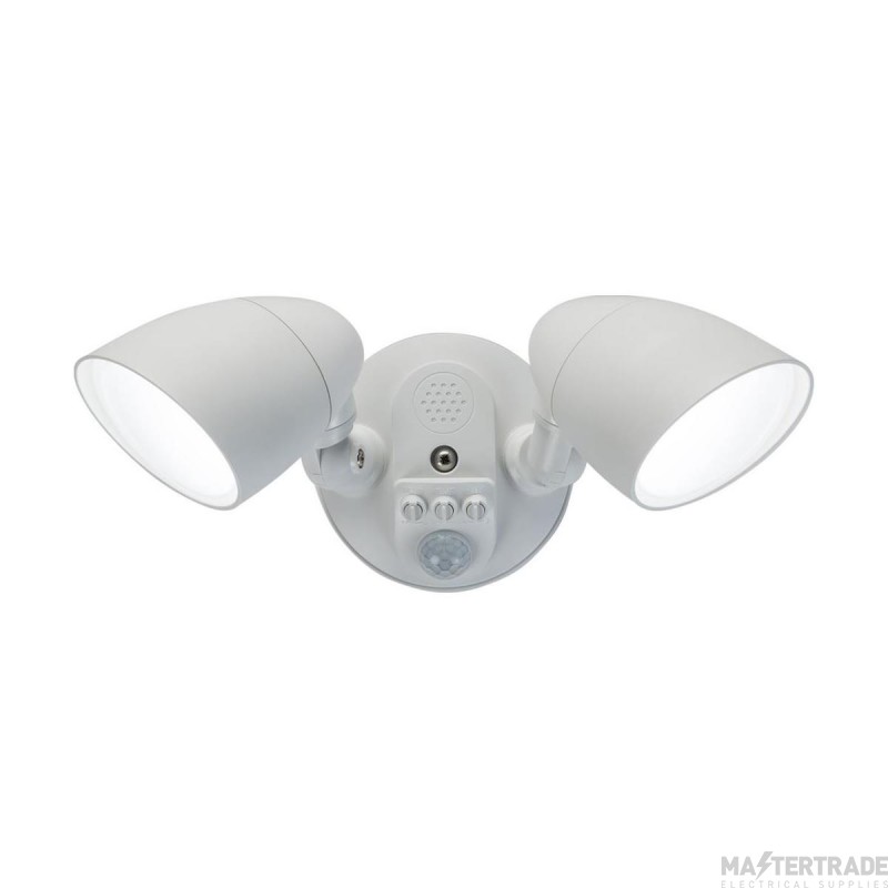 Knightsbridge 20W LED Security Light CCT 3/4/5.5K IP65 White c/w PIR & Light Sensor & Manual Override
