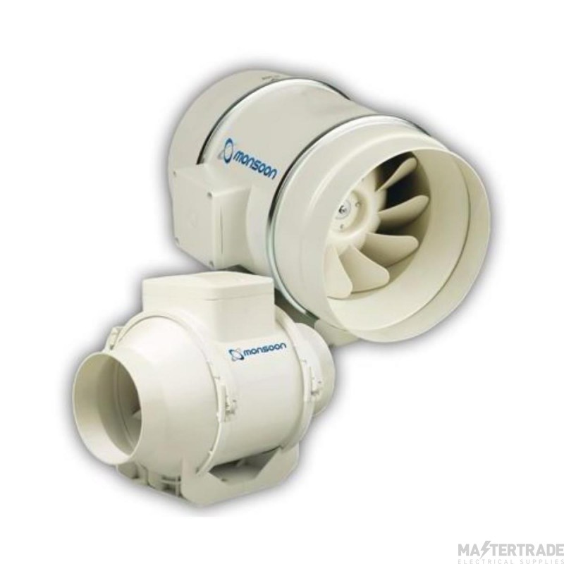 National Ventilation Fan Timer Mixed Flow In-Line Duct 100mm 187m3/hr White