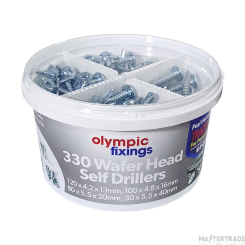 Olympic Fixings Wafer Head Self Drillers Trade Tub Pack=330