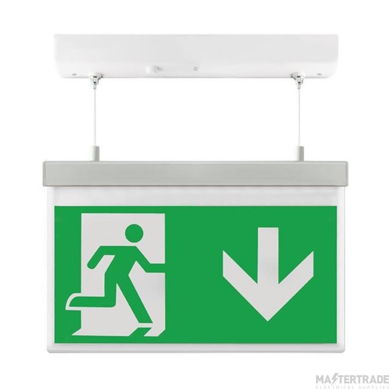 OVIA Vanex Exit Sign Emergency LED Down Legend Suspended Self Test Maintained 2W