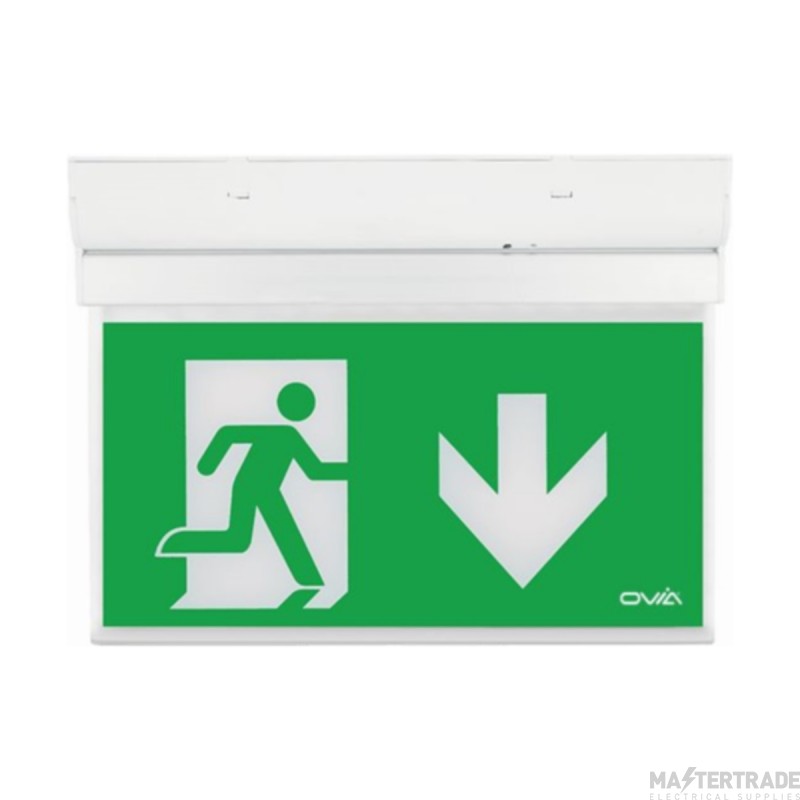 OVIA Hanex Exit Sign Emergency LED Down Legend Wall/Ceiling Self Test Maintained 2W