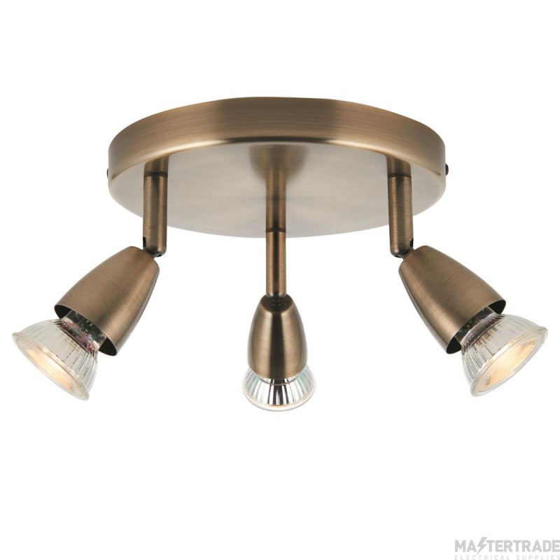 Saxby Amalfi 3 Light GU10 Multi Spotlight Tilt Antique Brass w/o Lamp