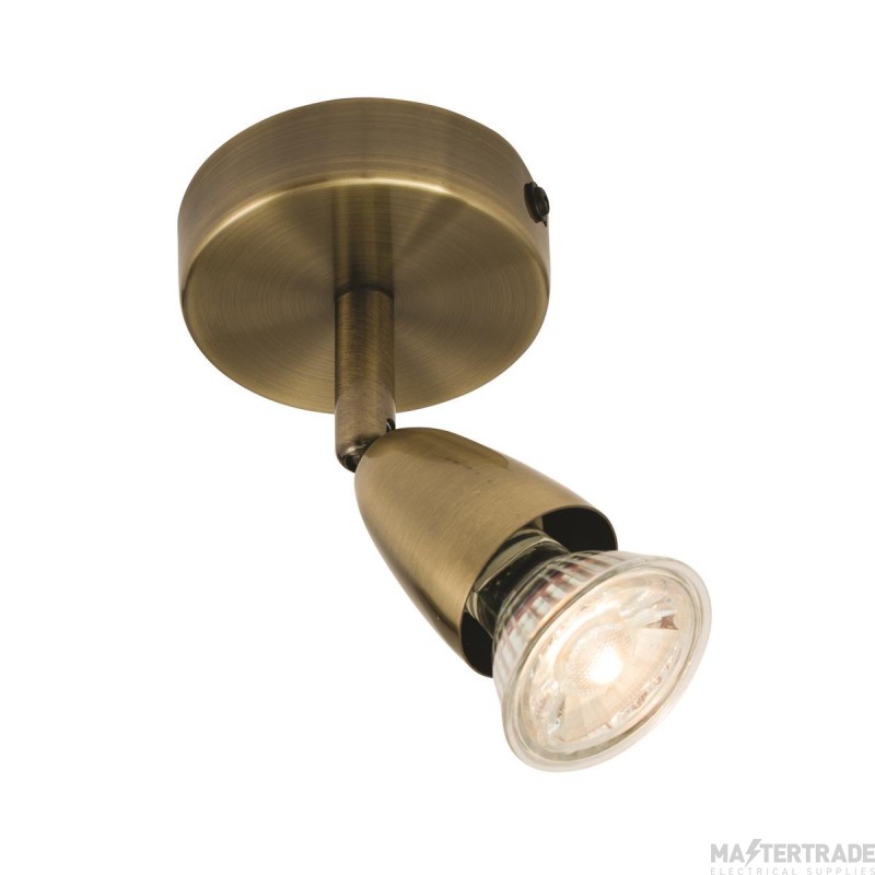 Saxby Amalfi 1 Light GU10 Spotlight Tilt Antique Brass w/o Lamp