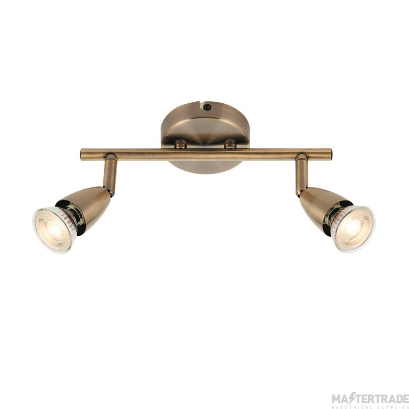 Saxby Amalfi 2 Light GU10 Bar Spotlight Antique Brass w/o Lamp