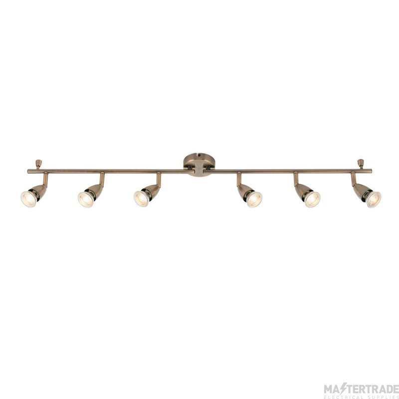 Saxby Amalfi 6 Light GU10 Bar Spotlight Antique Brass w/o Lamp