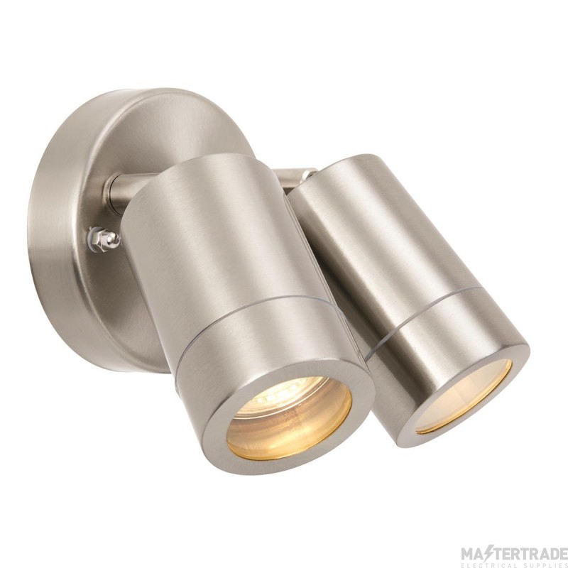 Saxby Palin GU10 Adjustable Twin Wall Light IP44 Brushed Stainless
