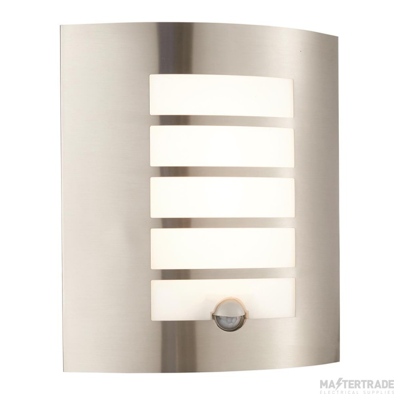 Saxby Bianco 7W LED Wall Lantern 3000K IP44 PIR Sensor Brushed Stainless Steel