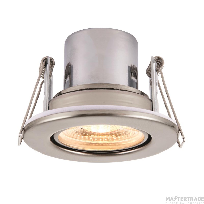 Saxby ShieldECO 8.5W LED Tilt Fire Rated Downlight 3000K 70mm Cut-out Satin Nickel