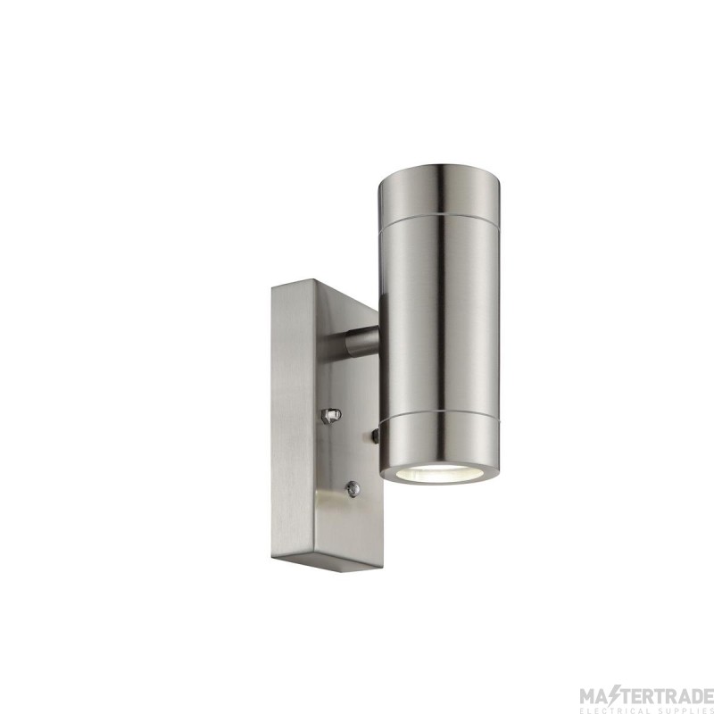 Saxby Palin GU10 Single Wall Light IP44 Photocell Brushed Stainless Steel