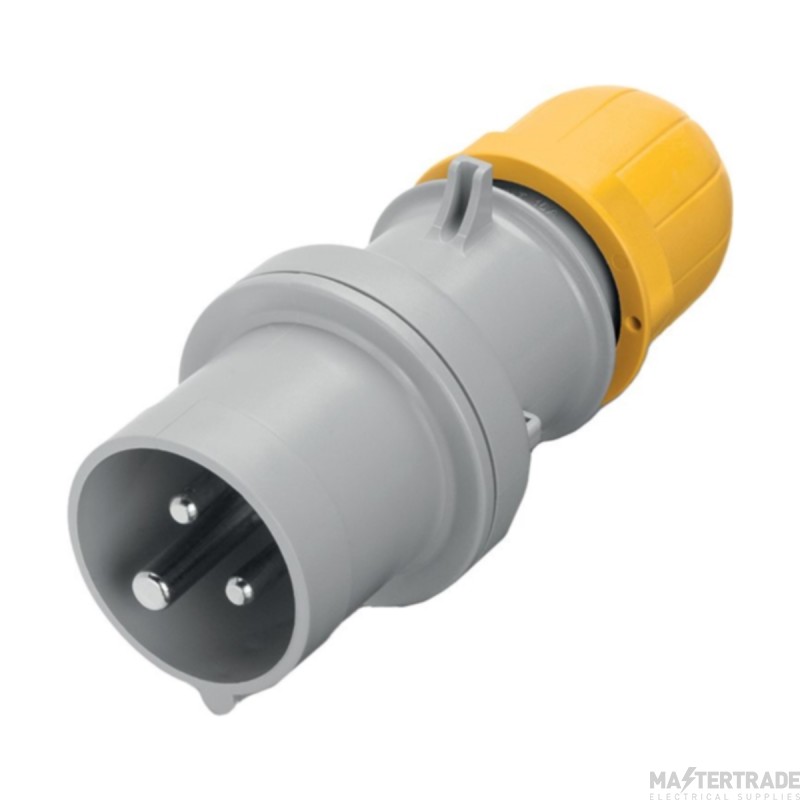Scame 2P+E 16A 110V IP44 Industrial Plug Yellow c/w Gland