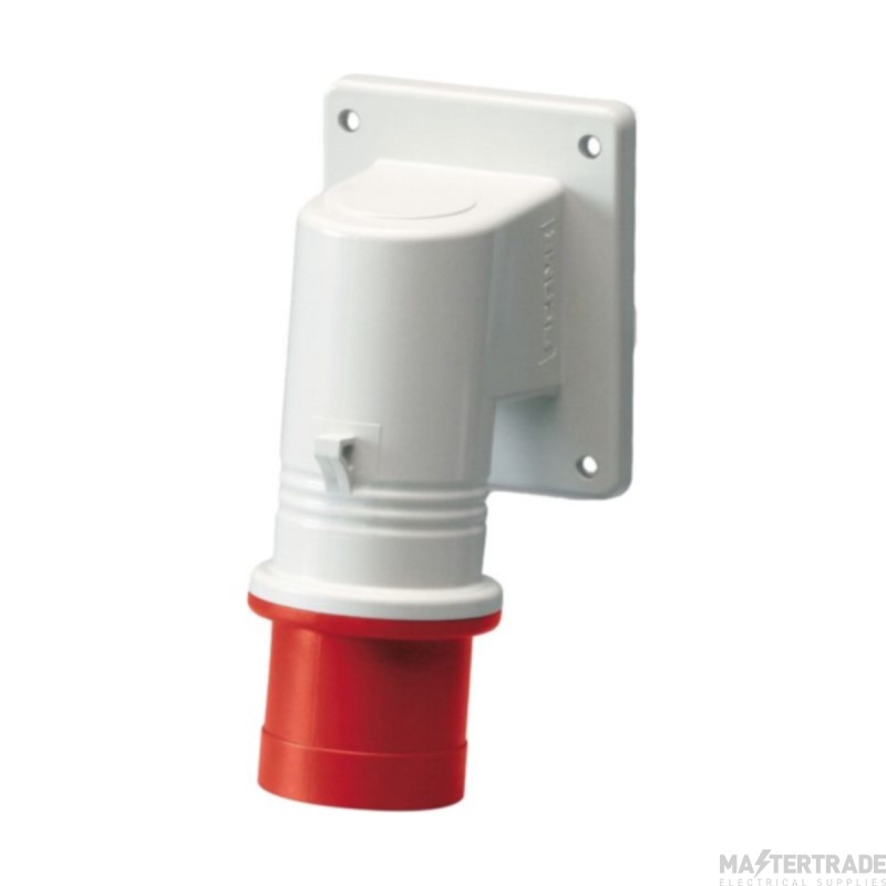 Scame 3P+E 32A 415V IP44 Angled Appliance Inlet Red