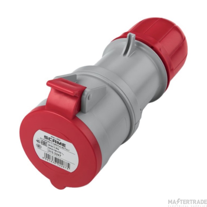 Scame 3P+N+E 32A 415V IP44 Industrial Connector Red c/w Gland