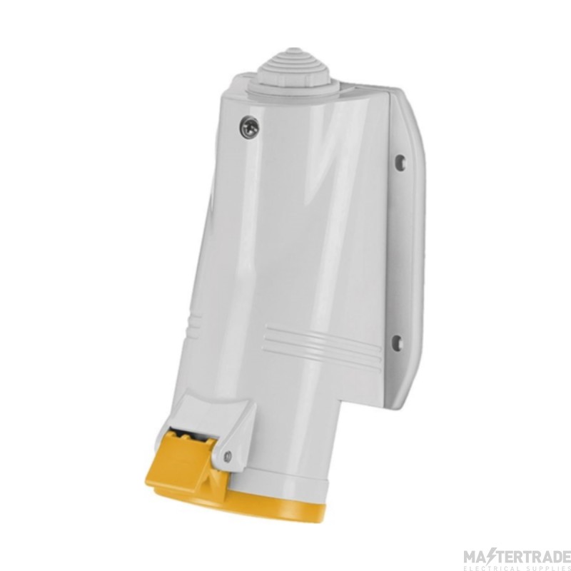 Scame 2P+E 16A 110V IP44 Angled Wall Mounted Socket Yellow