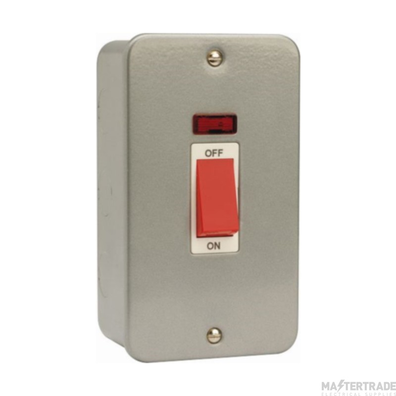 Click Essentials CL203 45A 2 Gang (Vertical) DP Plate Switch With Neon