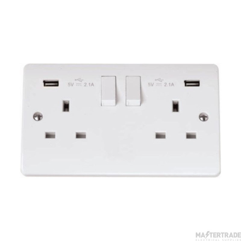 Click Mode CMA780 13A 2 Gang Switched Socket Outlet With Twin USB (Total 4.2A) Outlets