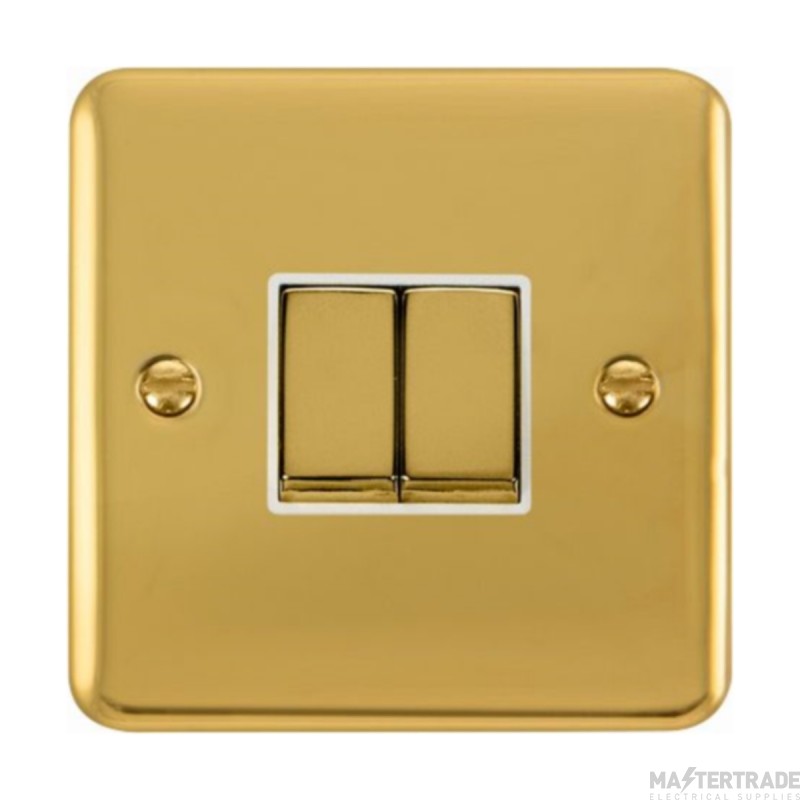 Click Deco Plus DPBR412WH 10AX 2 Gang 2 Way Plate Switch Polished Brass
