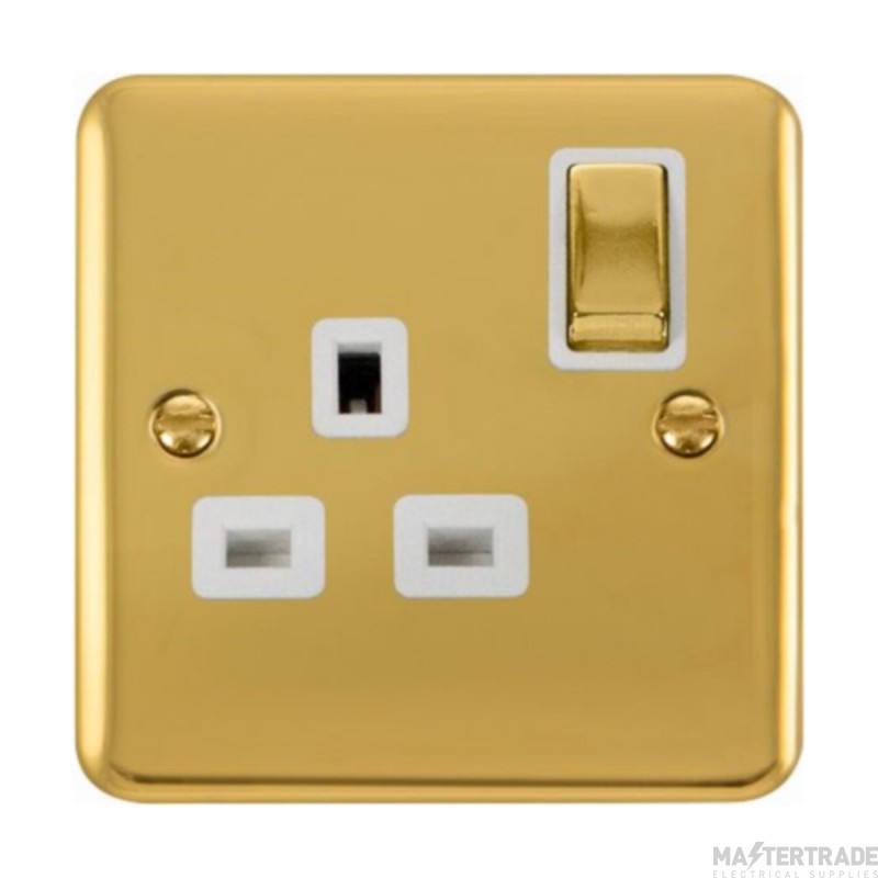 Click Deco Plus DPBR535WH 13A 1 Gang DP Switched Socket Outlet Polished Brass