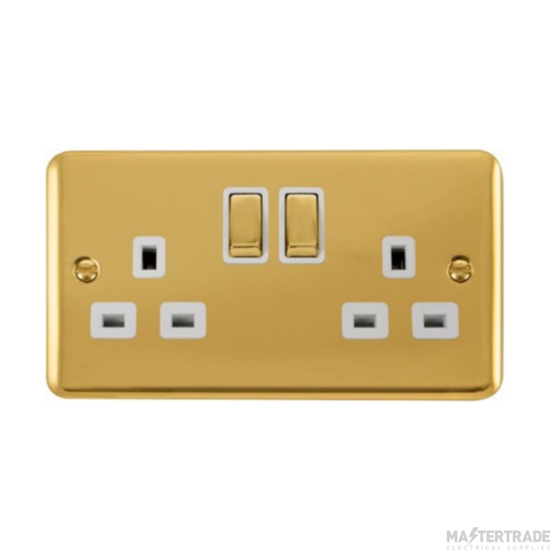 Click Deco Plus DPBR536WH 13A 2 Gang DP Switched Socket Outlet Polished Brass