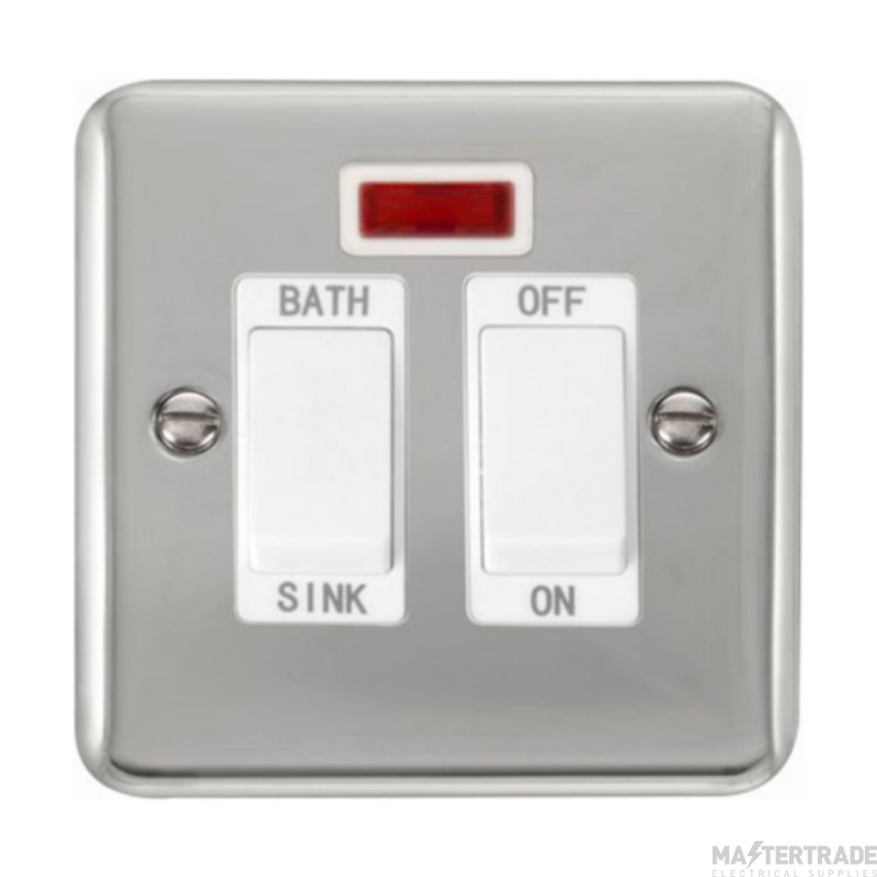 Click Deco Plus DPCH024WH 20A DP Sink/Bath Plate Switch With Neon Chrome