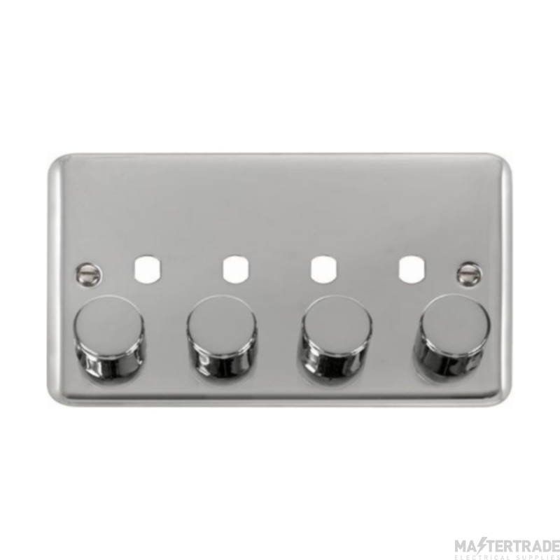 Click Deco Plus DPCH154PL 2 Gang Unfurnished Dimmer Plate & Knobs (1600W Max) - 4 Apertures Chrome