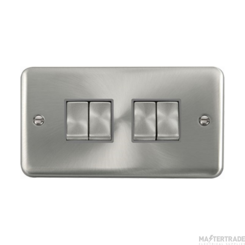 Click Deco Plus DPSC414GY 10AX 4 Gang 2 Way Plate Switch Satin Chrome