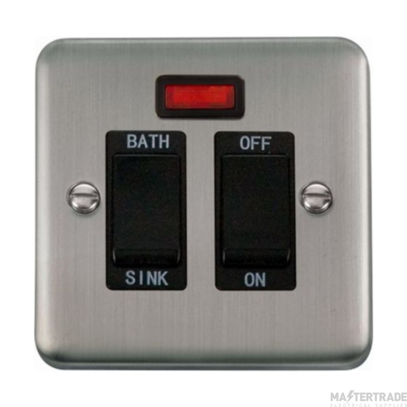 Click Deco Plus DPSS024BK 20A DP Sink/Bath Plate Switch With Neon Stainless Steel
