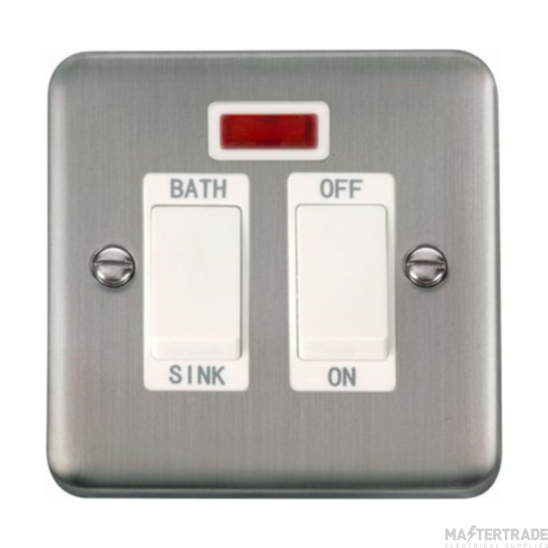 Click Deco Plus DPSS024WH 20A DP Sink/Bath Plate Switch With Neon Stainless Steel