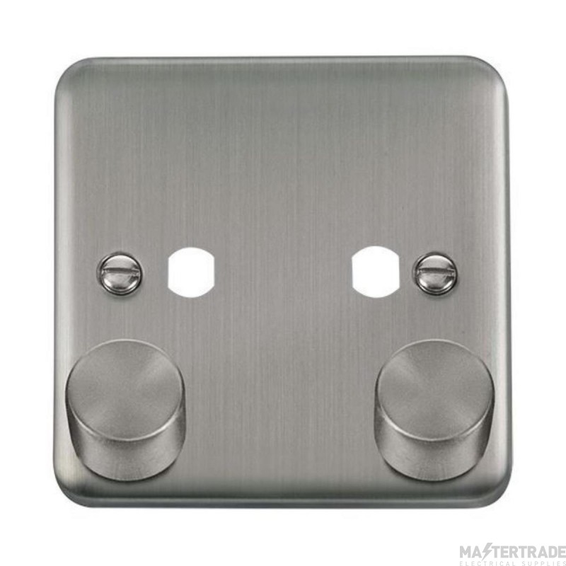 Click Deco Plus DPSS152PL 1 Gang Unfurnished Dimmer Plate & Knobs (800W Max) - 2 Apertures Stainless Steel