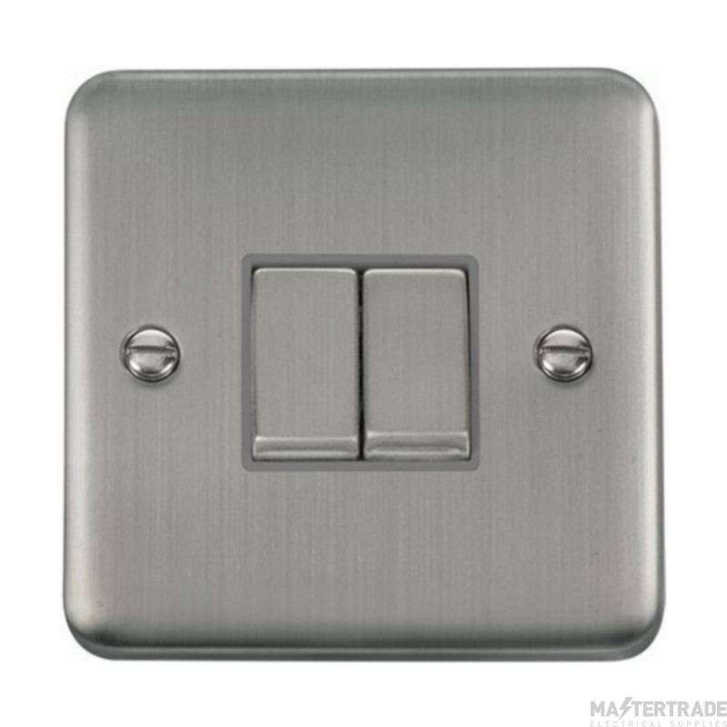 Click Deco Plus DPSS412GY 10AX 2 Gang 2 Way Plate Switch Stainless Steel
