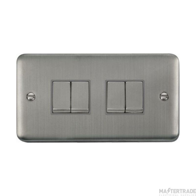Click Deco Plus DPSS414GY 10AX 4 Gang 2 Way Plate Switch Stainless Steel