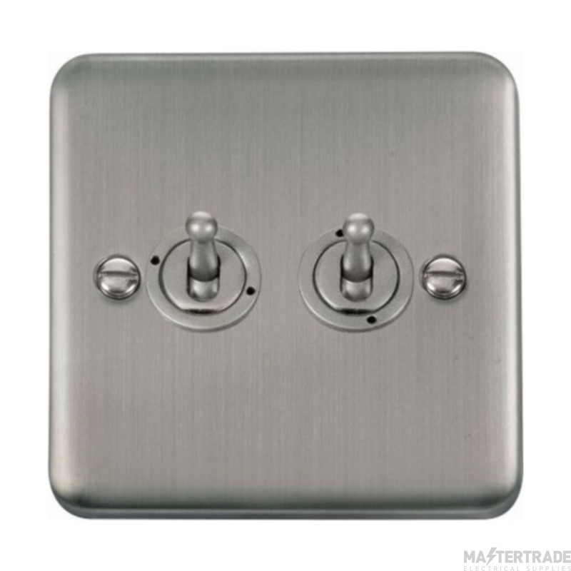 Click Deco Plus DPSS422 10AX 2 Gang 2 Way Toggle Plate Switch Stainless Steel