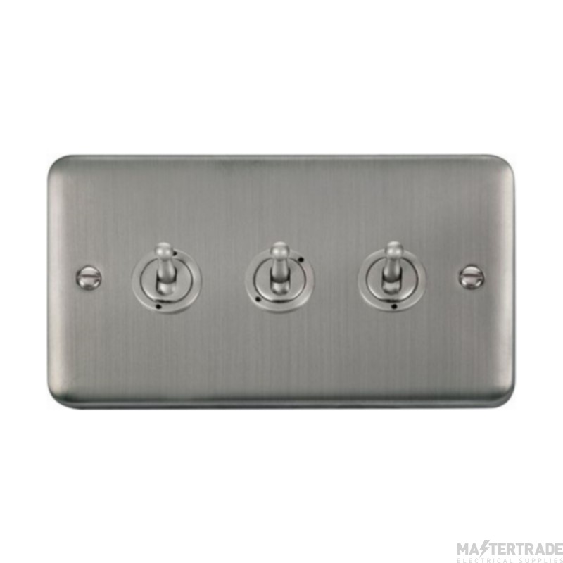 Click Deco Plus DPSS423 10AX 3 Gang 2 Way Toggle Plate Switch Stainless Steel