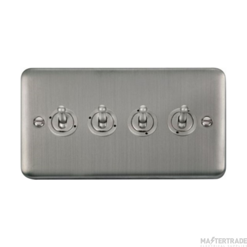 Click Deco Plus DPSS424 10AX 4 Gang 2 Way Toggle Plate Switch Stainless Steel