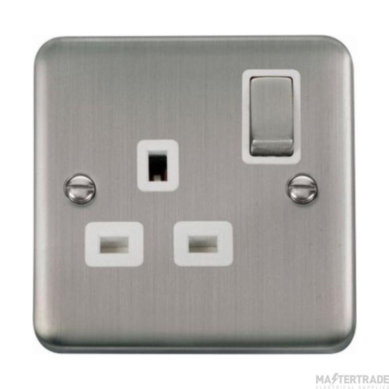 Click Deco Plus DPSS535WH 13A 1 Gang DP Switched Socket Outlet Stainless Steel