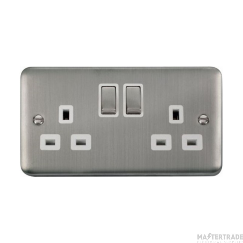 Click Deco Plus DPSS536WH 13A 2 Gang DP Switched Socket Outlet Stainless Steel