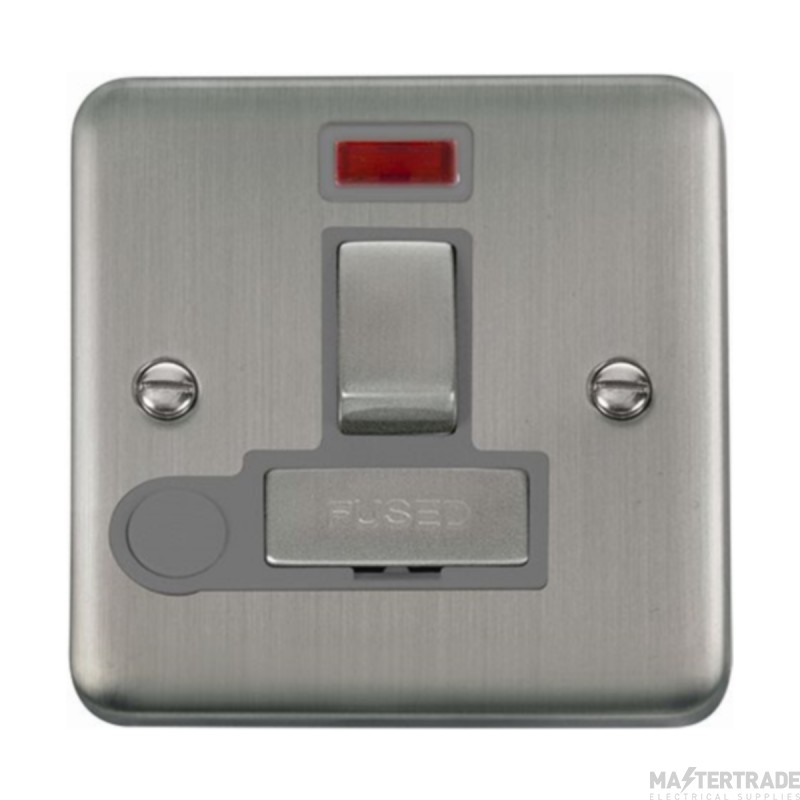 Click Deco Plus DPSS552GY 13A DP Switched FCU With Neon & Optional Flex Outlet Stainless Steel