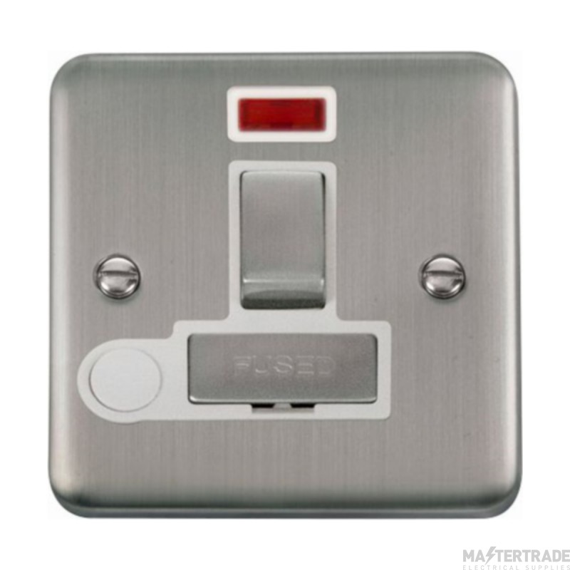 Click Deco Plus DPSS552WH 13A DP Switched FCU With Neon & Optional Flex Outlet Stainless Steel