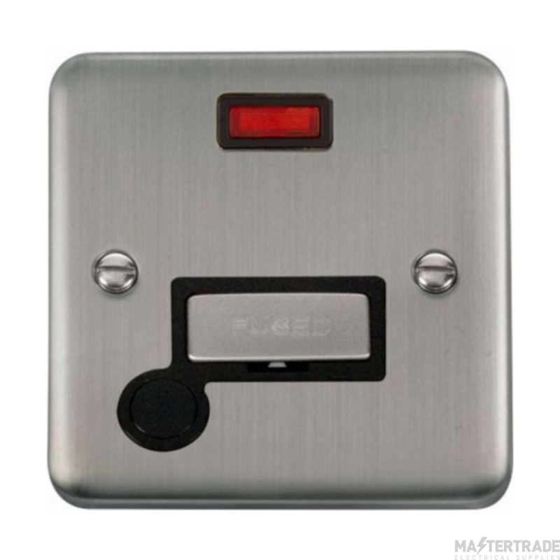 Click Deco Plus DPSS553BK 13A FCU With Neon & Optional Flex Outlet Stainless Steel