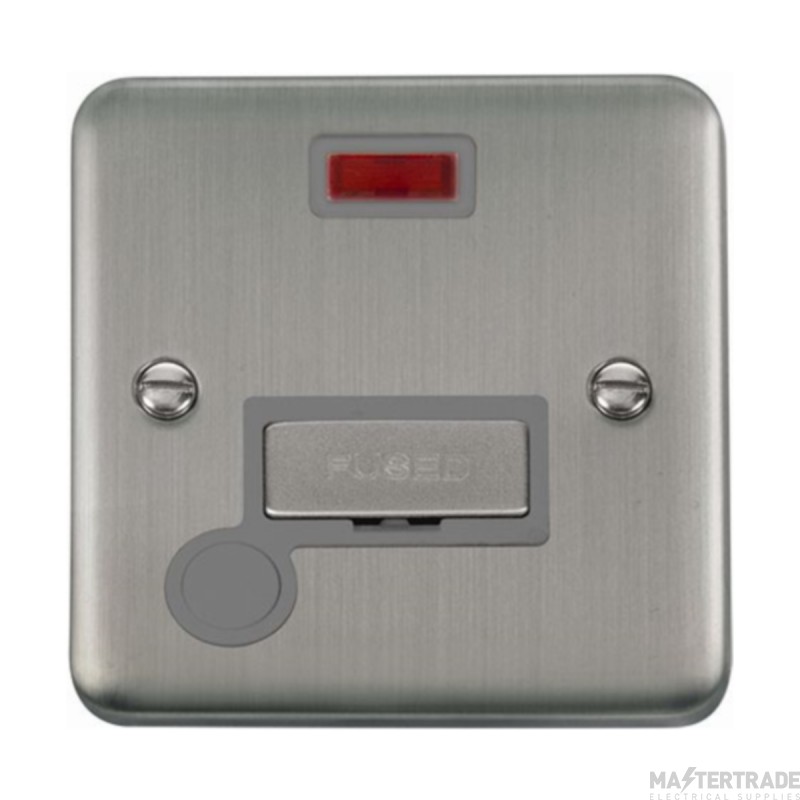 Click Deco Plus DPSS553GY 13A FCU With Neon & Optional Flex Outlet Stainless Steel