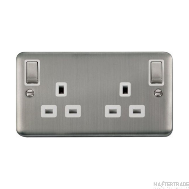 Click Deco Plus DPSS836WH 13A 2 Gang DP Switched Socket Outlet Stainless Steel