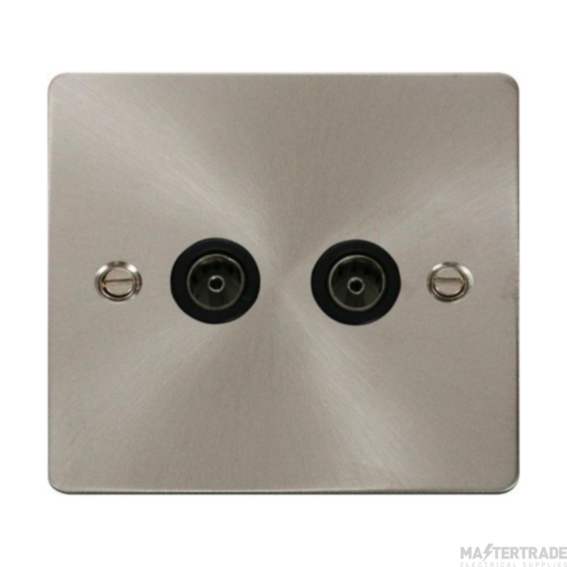 Click Define FPBS066BK Twin Non-Isolated Coaxial Outlet Brushed Stainless