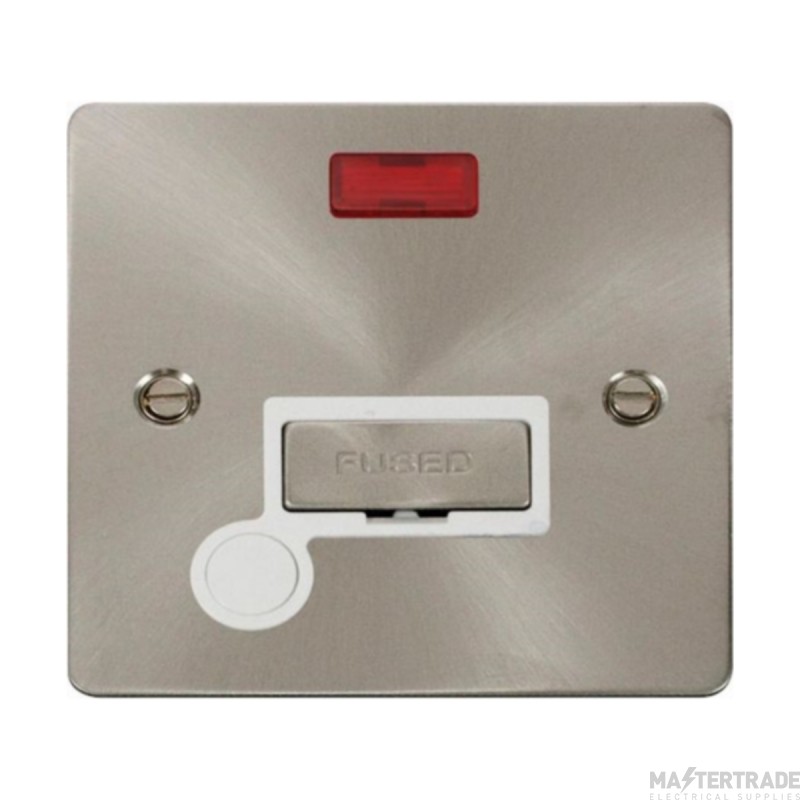 Click Define FPBS553WH 13A FCU With Neon & Optional Flex Outlet Brushed Stainless
