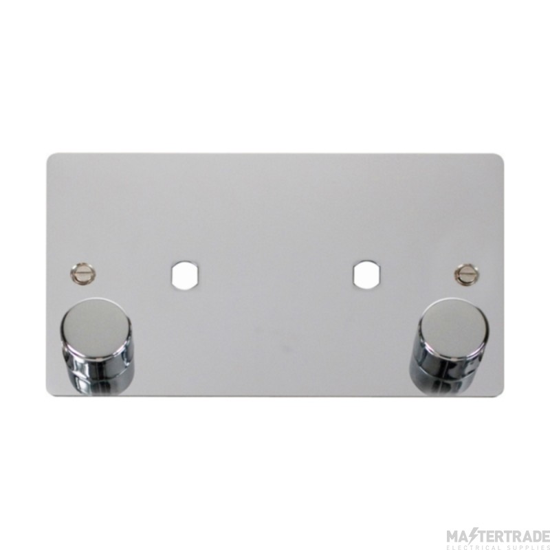 Click Define FPCH186 2 Gang Unfurnished Dimmer Plate & Knobs (1630W Max) - 2 Apertures Chrome