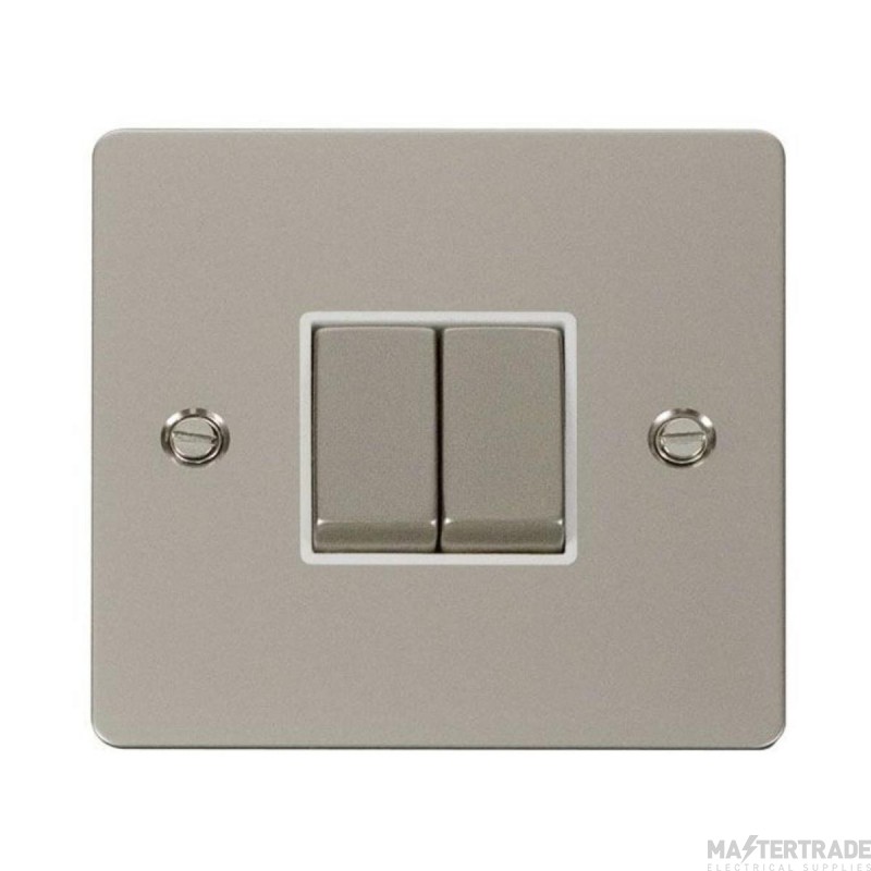 Click Define FPPN412WH 10AX 2 Gang 2 Way Plate Switch Pearl Nickel