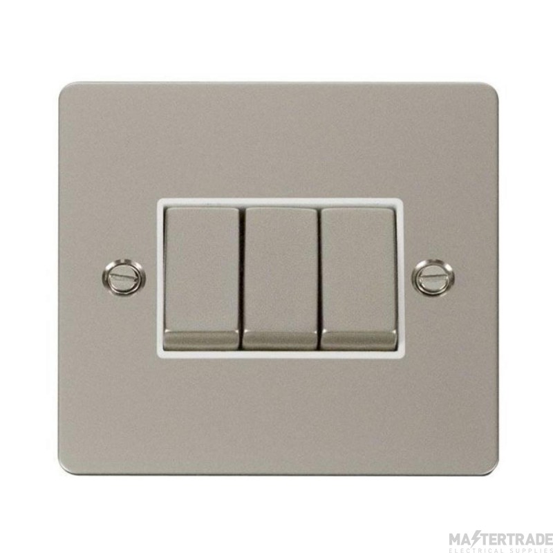 Click Define FPPN413WH 10AX 3 Gang 2 Way Plate Switch Pearl Nickel